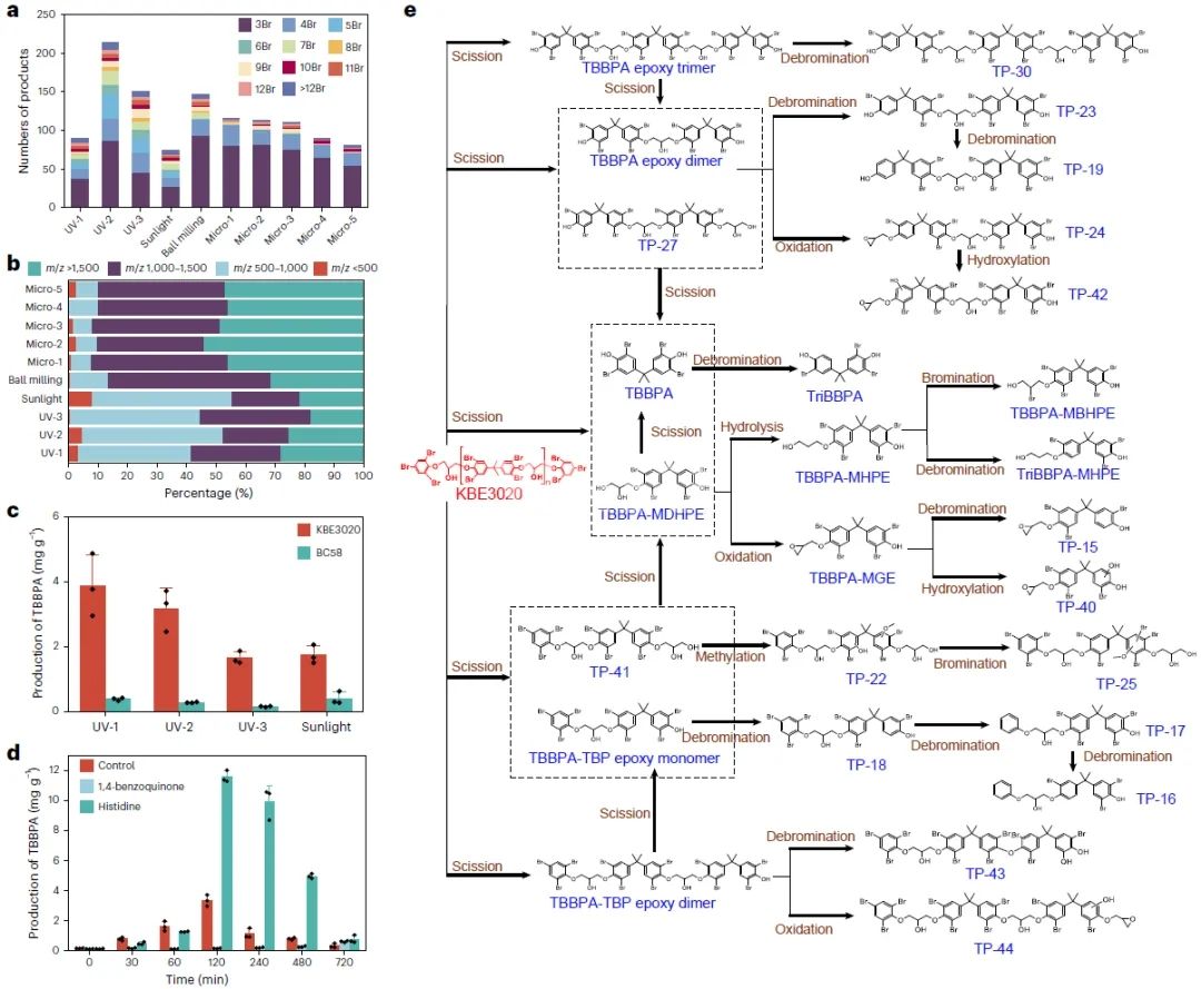 Figure 3. Exploration of PolyTBBPA Degradation Products and Pathways Figure 3. Exploration des produits et voies de dégradation du PolyTBBPA