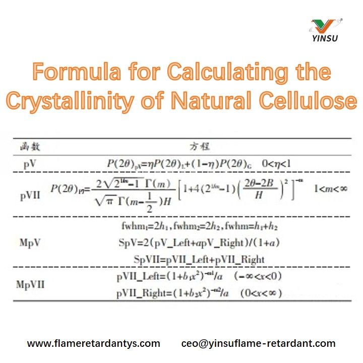 Formule pour calculer la cristallinit&eacute; de la cellulose naturelle