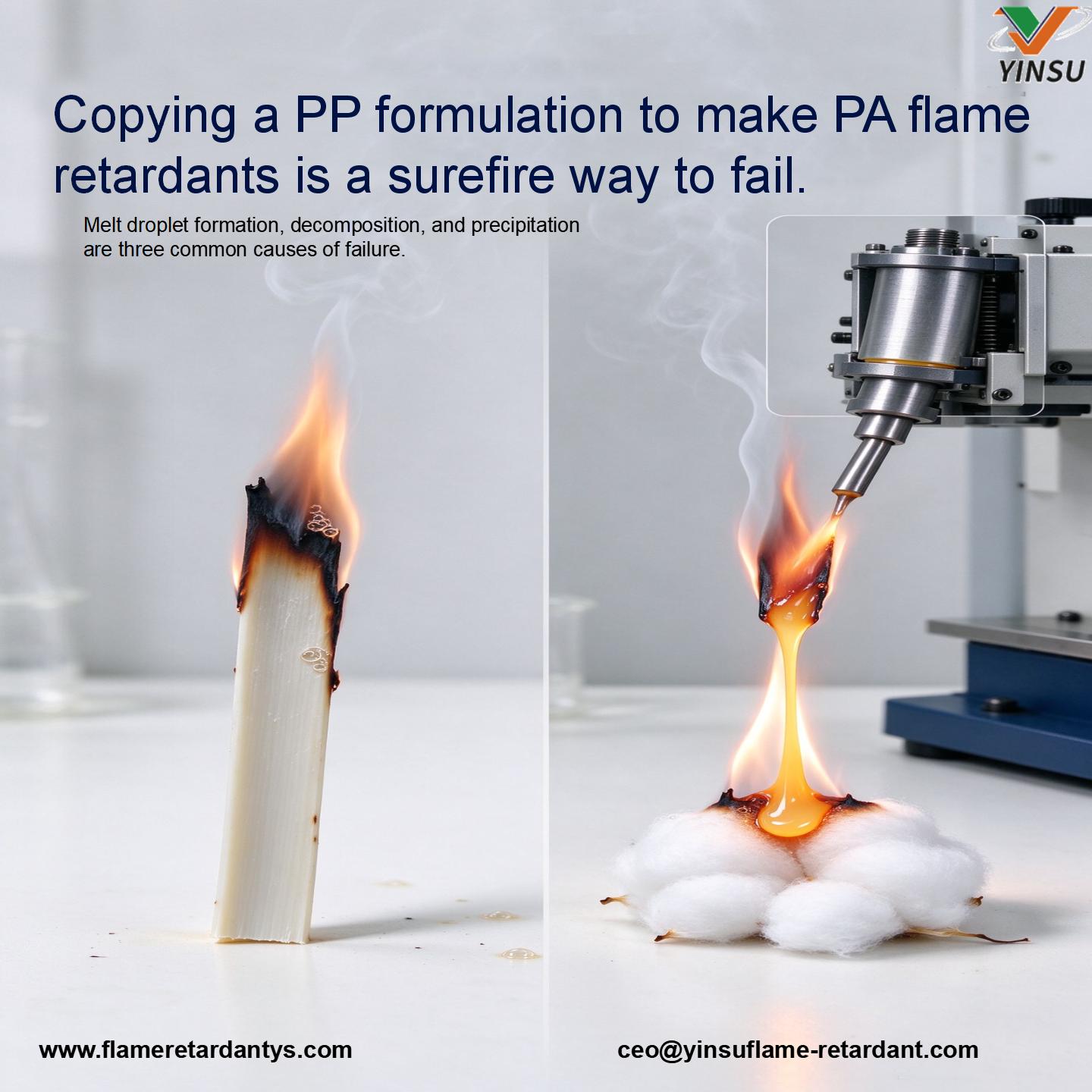 1026-Copier une formulation PP pour fabriquer des retardateurs de flamme PA est un moyen infaillible d'&eacute;chouer.